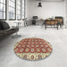 Round Machine Washable Abstract Red Rug in a Office, wshabs2783