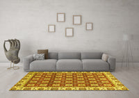 Machine Washable Oriental Yellow Traditional Rug, wshabs2783yw