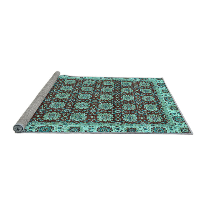 Sideview of Machine Washable Oriental Light Blue Traditional Rug, wshabs2783lblu
