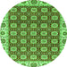 Round Oriental Green Traditional Rug, abs2783grn