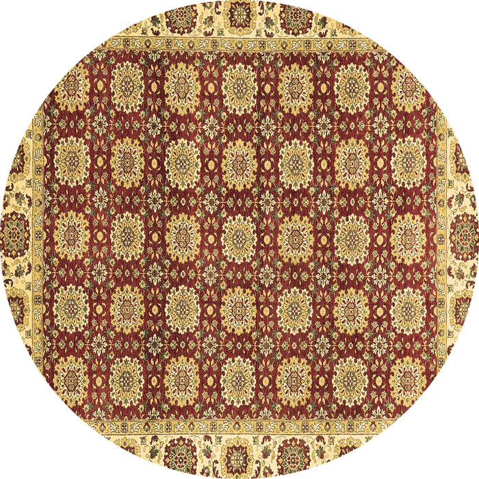 Round Oriental Brown Traditional Rug, abs2783brn