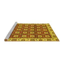 Sideview of Machine Washable Oriental Yellow Traditional Rug, wshabs2783yw