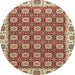 Round Abstract Red Oriental Rug, abs2783