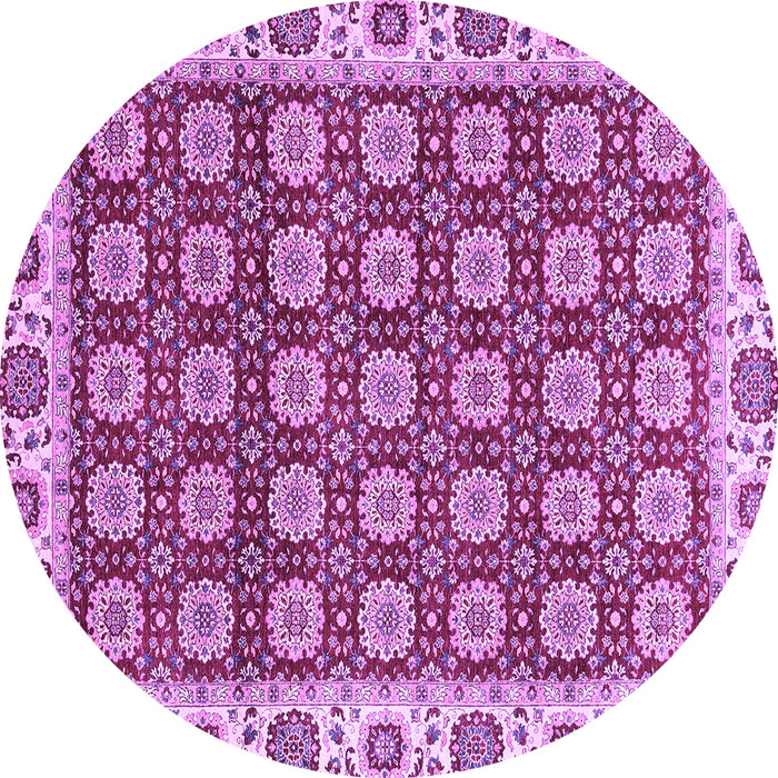 Round Machine Washable Oriental Purple Traditional Area Rugs, wshabs2783pur