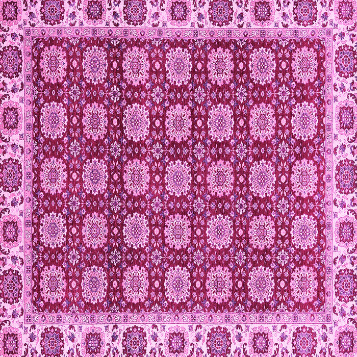 Square Machine Washable Oriental Pink Traditional Rug, wshabs2783pnk