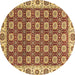 Round Machine Washable Oriental Brown Traditional Rug, wshabs2783brn