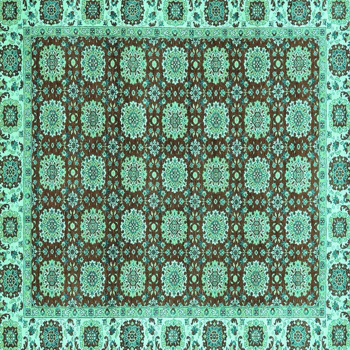 Square Machine Washable Oriental Turquoise Traditional Area Rugs, wshabs2783turq