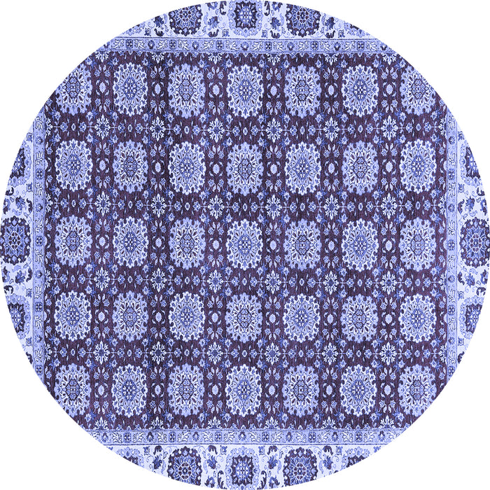 Round Machine Washable Oriental Blue Traditional Rug, wshabs2783blu