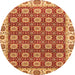 Round Oriental Orange Traditional Rug, abs2783org