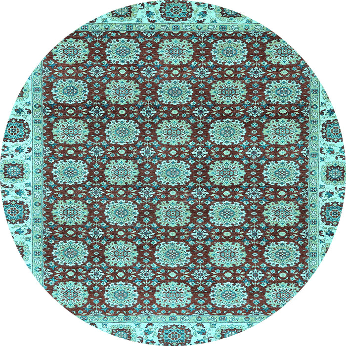 Round Oriental Light Blue Traditional Rug, abs2783lblu