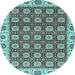 Round Oriental Light Blue Traditional Rug, abs2783lblu