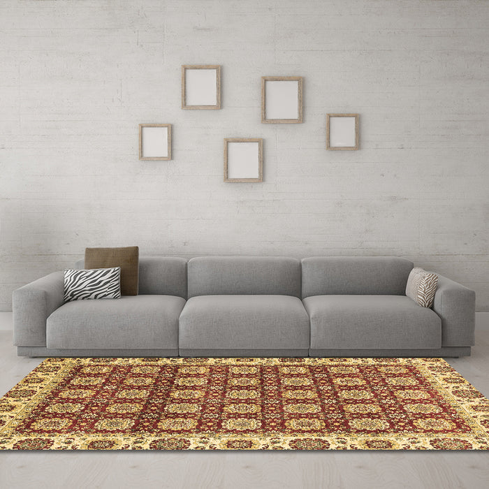 Machine Washable Oriental Brown Traditional Rug in a Living Room,, wshabs2783brn