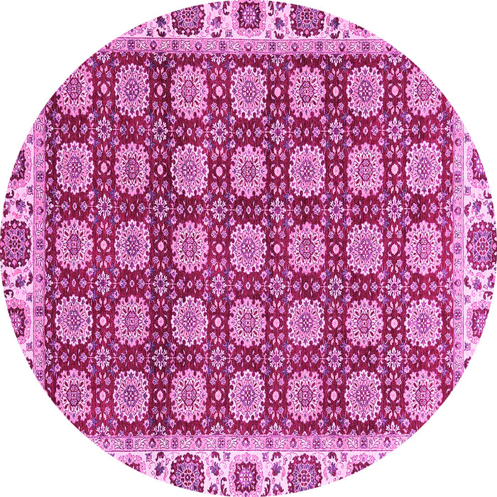 Round Oriental Pink Traditional Rug, abs2783pnk