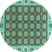 Round Oriental Turquoise Traditional Rug, abs2783turq