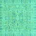 Square Oriental Turquoise Traditional Rug, abs2784turq