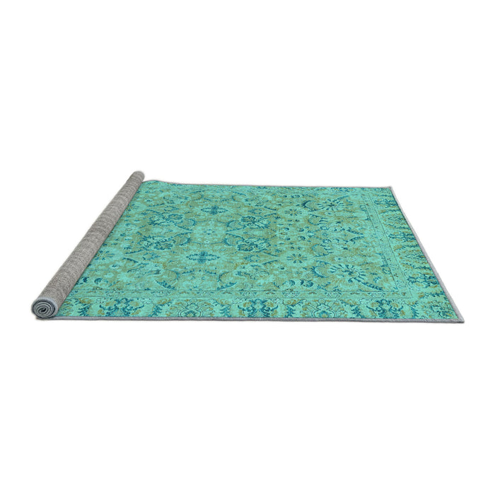 Sideview of Machine Washable Oriental Light Blue Traditional Rug, wshabs2784lblu