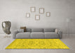 Machine Washable Oriental Yellow Traditional Rug in a Living Room, wshabs2784yw