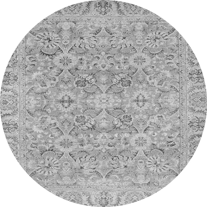 Round Machine Washable Oriental Gray Traditional Rug, wshabs2784gry