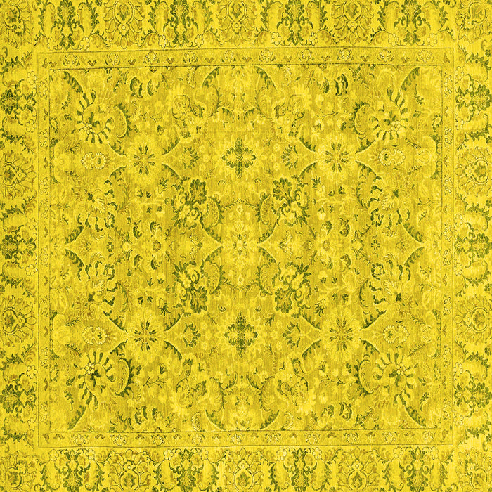 Square Machine Washable Oriental Yellow Traditional Rug, wshabs2784yw