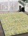 Abstract Copper Green Oriental Rug in Family Room, abs2784