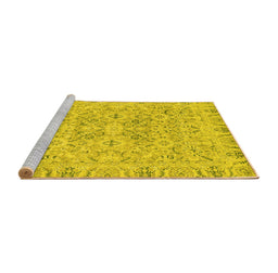 Sideview of Machine Washable Oriental Yellow Traditional Rug, wshabs2784yw
