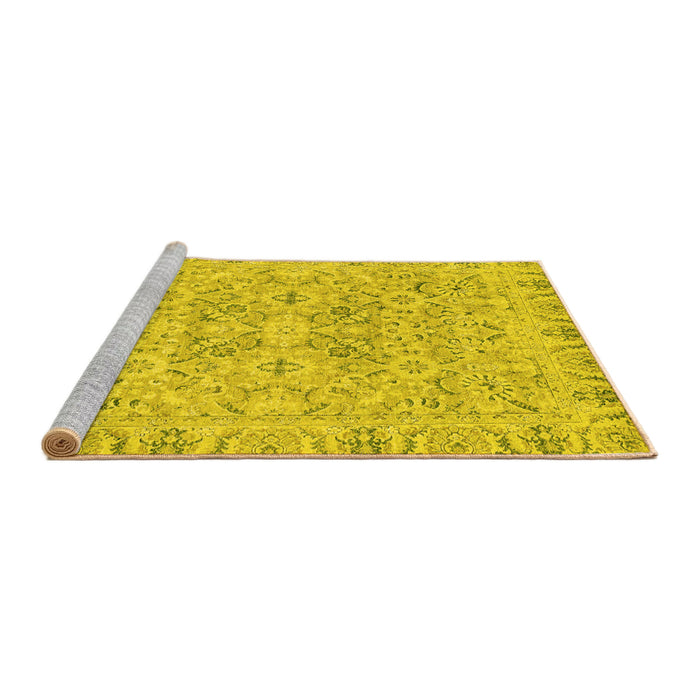 Sideview of Machine Washable Oriental Yellow Traditional Rug, wshabs2784yw
