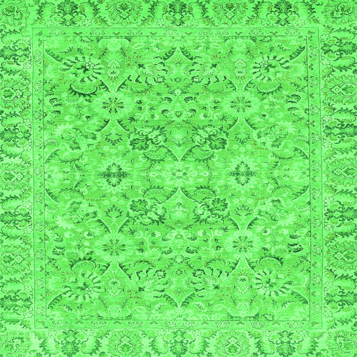 Square Machine Washable Oriental Green Traditional Area Rugs, wshabs2784grn