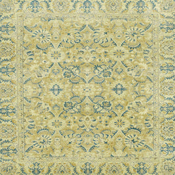 Square Machine Washable Abstract Brass Green Rug, wshabs2784