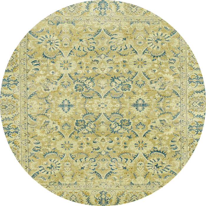 Round Abstract Copper Green Oriental Rug, abs2784