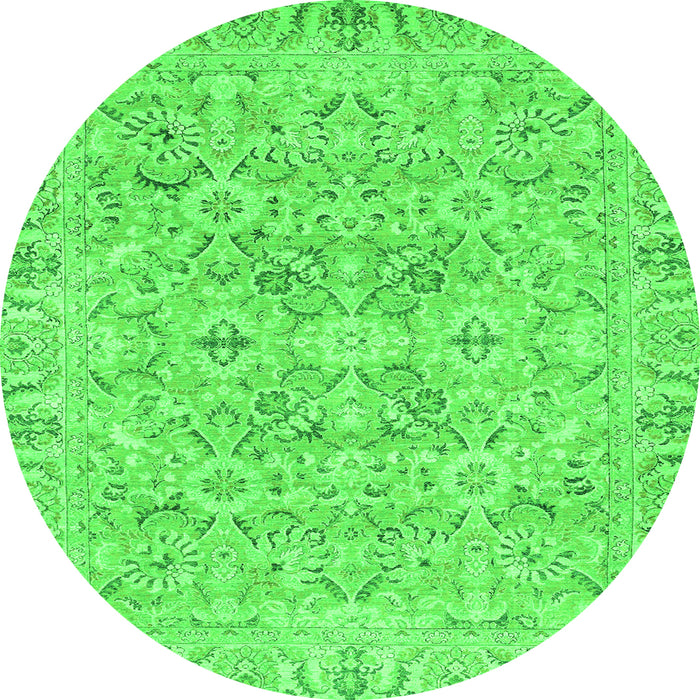 Round Oriental Green Traditional Rug, abs2784grn