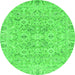 Round Oriental Green Traditional Rug, abs2784grn