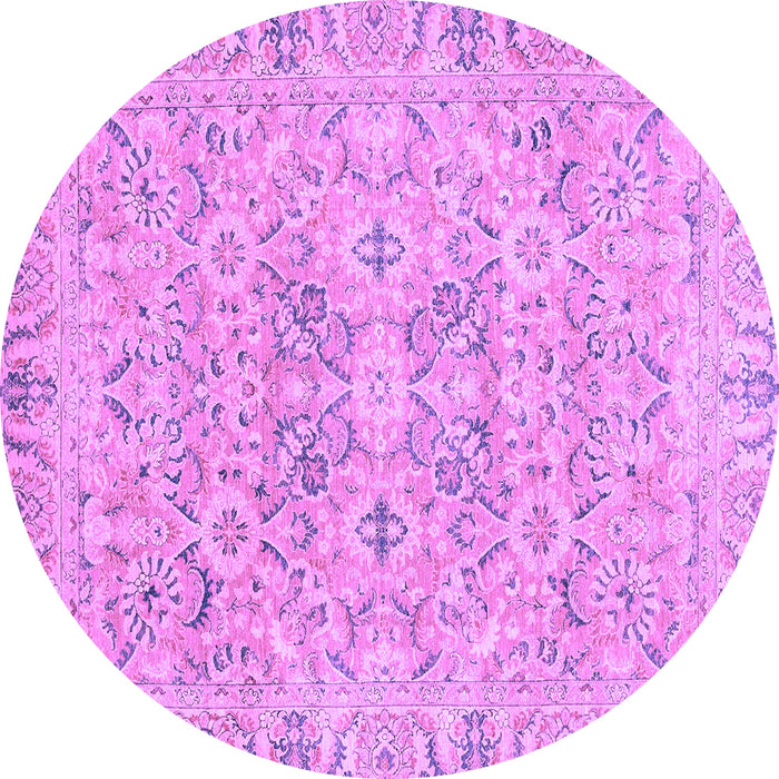 Round Machine Washable Oriental Purple Traditional Area Rugs, wshabs2784pur