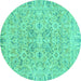 Round Oriental Turquoise Traditional Rug, abs2784turq