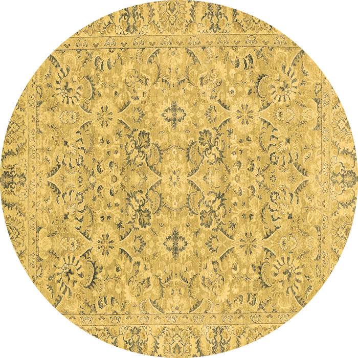 Round Oriental Brown Traditional Rug, abs2784brn