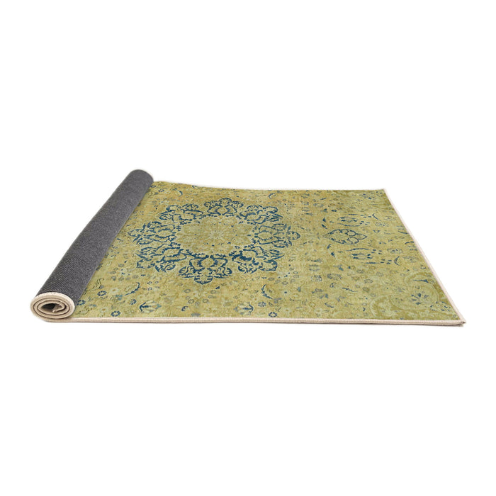 Sideview of Abstract Copper Green Modern Rug, abs2785