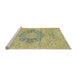 Sideview of Machine Washable Abstract Brass Green Rug, wshabs2785