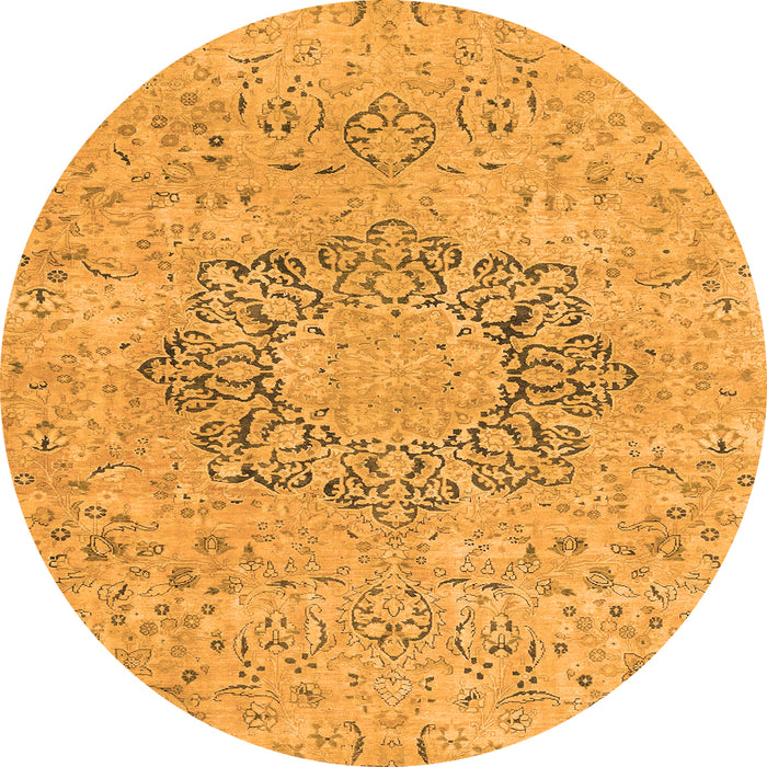 Round Abstract Orange Modern Rug, abs2785org