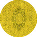 Round Abstract Yellow Modern Rug, abs2785yw