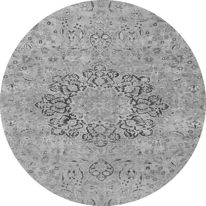 Round Machine Washable Abstract Gray Modern Rug, wshabs2785gry