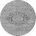 Round Machine Washable Abstract Gray Modern Rug, wshabs2785gry