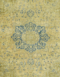 Machine Washable Abstract Brass Green Rug, wshabs2785