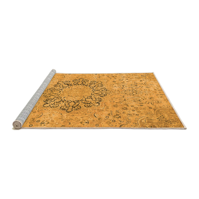 Sideview of Machine Washable Abstract Orange Modern Area Rugs, wshabs2785org