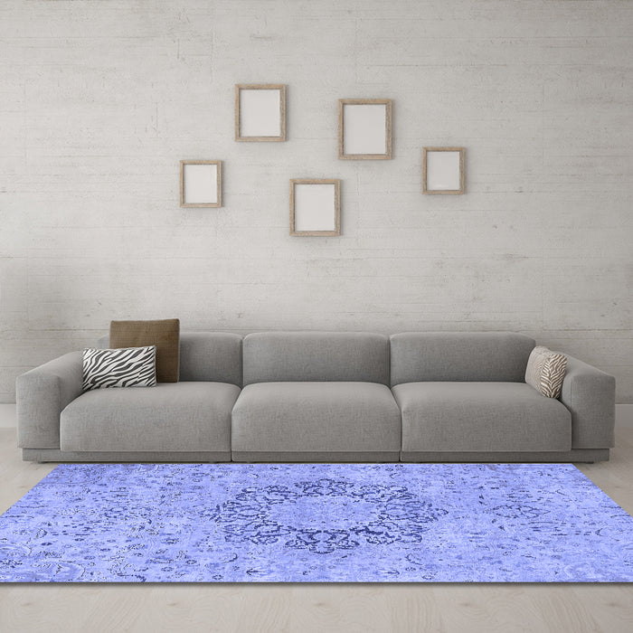 Machine Washable Abstract Blue Modern Rug in a Living Room, wshabs2785blu