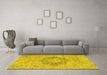 Machine Washable Abstract Yellow Modern Rug in a Living Room, wshabs2785yw