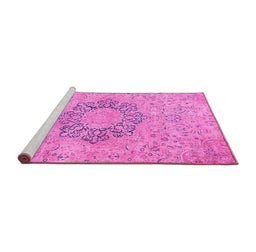 Sideview of Machine Washable Abstract Pink Modern Rug, wshabs2785pnk