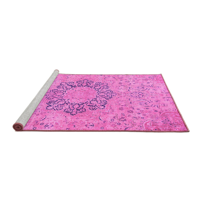 Sideview of Machine Washable Abstract Pink Modern Rug, wshabs2785pnk