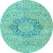 Round Machine Washable Abstract Light Blue Modern Rug, wshabs2785lblu