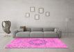 Machine Washable Abstract Pink Modern Rug in a Living Room, wshabs2785pnk