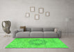 Machine Washable Abstract Green Modern Area Rugs in a Living Room,, wshabs2785grn