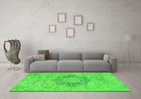 Machine Washable Abstract Green Modern Rug, wshabs2785grn